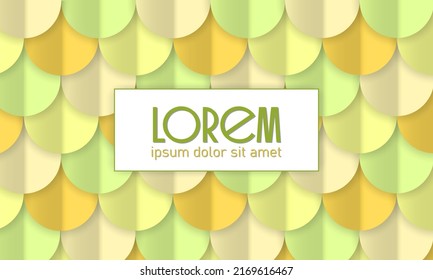 Vector background seamless pattern, simple fish scale shapes with shadow, yellow pastel tones