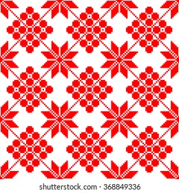 Vector background. Seamless pattern Slavic embroidery. Motive sprout (round) - Stock Vector