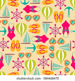 Vector background of seamless pattern with summer symbols