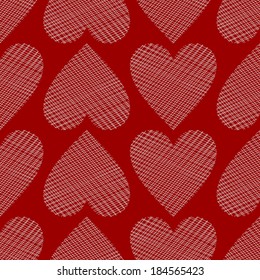 vector background,  seamless pattern with white hearts, geometric design, vector illustration
