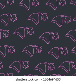 Vector background. Seamless pattern with winter hat. Warm winter hat in doodle style. Vector hand drawn illustration