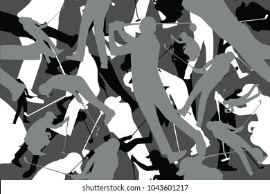 vector background of seamless soldier woodland green golf camo pattern