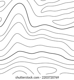 Vector background with seamless texture topographic contour line. Isolated on white background.