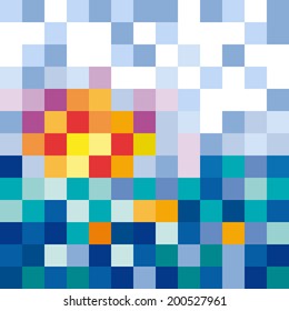 Vector background seascape mosaic