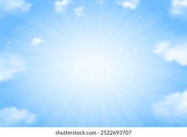 Paisaje de Vector sereno con árboles cubiertos de nieve, un cielo azul claro y nubes esponjosas, que transmiten la belleza y la tranquilidad de un día frío y soleado