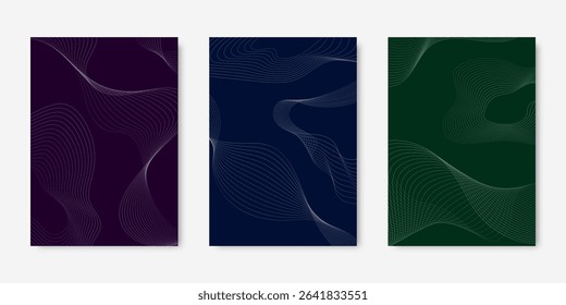 Vector background set of abstract wavy lines