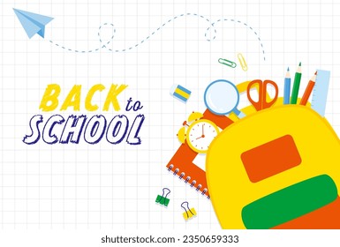 vector background with a set of back to school icons for banners, cards, flyers, social media wallpapers, etc.