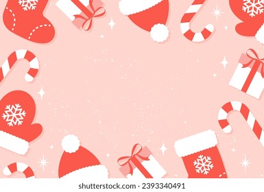 fondo vectorial con un conjunto de iconos de Navidad para carteles, tarjetas, volantes, fondos de pantalla de medios sociales, etc.