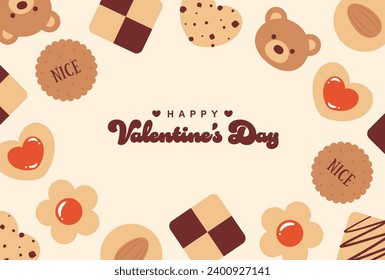 vector background with a set of cookies for banners, cards, flyers, social media wallpapers, etc.