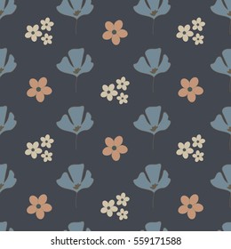Vector background with set of different flowers. Seamless color illustration