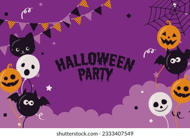 vector background with a set of halloween balloons for banners, cards, flyers, social media wallpapers, etc.
