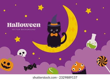 vector background with a set of halloween icons for banners, cards, flyers, social media wallpapers, etc.