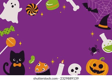 vector background with a set of halloween icons for banners, cards, flyers, social media wallpapers, etc.