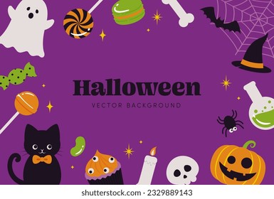 vector background with a set of halloween icons for banners, cards, flyers, social media wallpapers, etc.