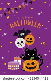 vector background with a set of halloween party icons for banners, cards, flyers, social media wallpapers, etc.