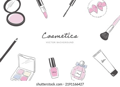 vector background with a set of hand drawn make up icons for banners, cards, flyers, social media wallpapers, etc.