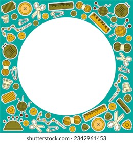 Vector background set of illustrations for sewing, sewing supplies