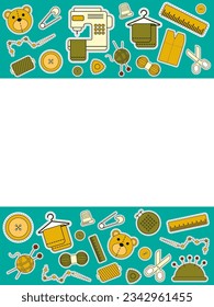 Vector background set of illustrations for sewing, sewing supplies