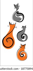 vector background Set  with the image of cat for logo design 