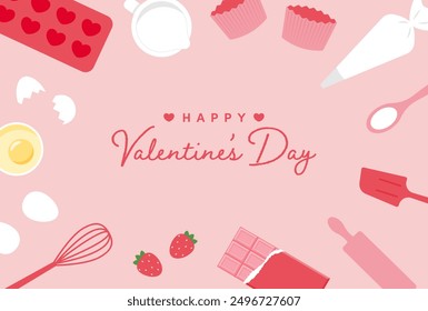 Fondo de Vector con un conjunto de iconos de hacer dulces para Anuncios de San Valentín, tarjetas, volantes, Fondos de pantalla de redes sociales, etc.