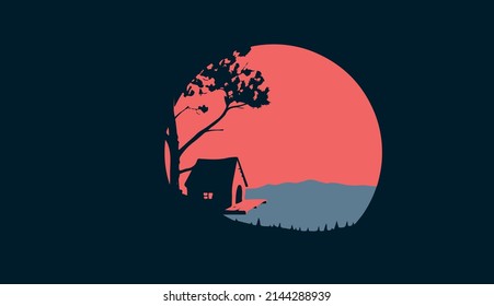 Vector background  set with polygonal landscape illustration - flat design