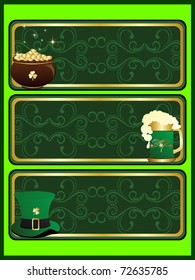 vector background with set of three happy st patrick day banner