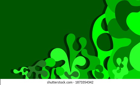 a vector background in shades of green, with imaginative tree shapes on the right, perfect for eco or nature themed design elements