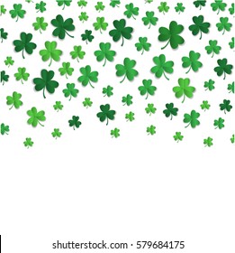 Vector background with shamrock or clover leaves. Vector decorative element for St. Patrick's Day.