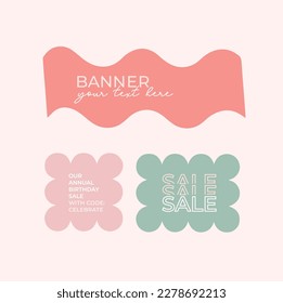 Vector background shapes sign headline design social media post modern trendy text box pastel visual promo sales discount coupon info new frame vintage text pastel design banner beauty website graphic
