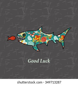 Vector background with a shark.Abstract shark.