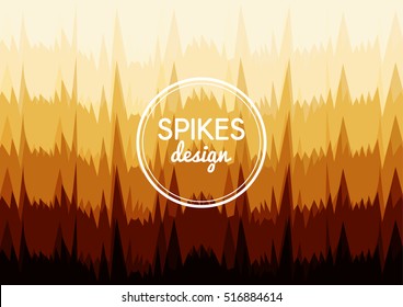 Vector background of sharp spikes in rows. Organic shapes. Ochre gradient