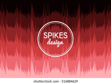 Vector background of sharp spikes in rows. Organic shapes. Red gradient