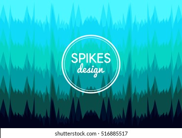 Vector background of sharp spikes in rows. Organic shapes. Blue gradient