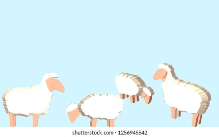 Vector background with sheep and goats