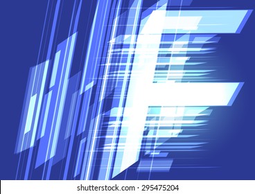 Vector background shining letter F. Vector illustration