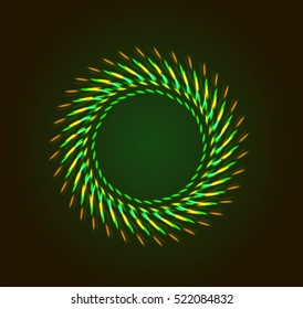 Vector background with shining lights as firework or glowing neon particles abstract round frame with black background.