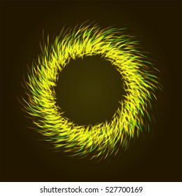 Vector background with shining lights as firework or glowing neon particles abstract round frame with black background.