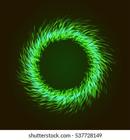 Vector background with shining lights as firework or glowing neon particles abstract round frame with black background.