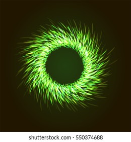 Vector background with shining lights as firework or glowing neon particles abstract round frame with black background.