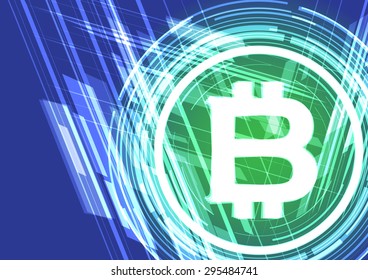 Vector background shining symbol bitcoin. Vector illustration