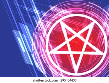 Vector background shining symbol pentagram. Vector illustration