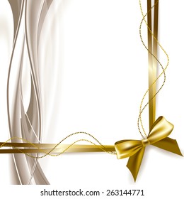 Vector Background with Shiny Bow. Abstract Wavy Illustration. 