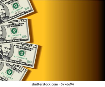 A vector background showing four fifty dollar bills with space for text