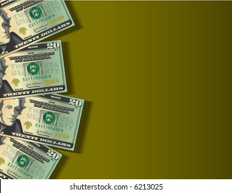 A vector background showing four twenty dollar bills with space for text