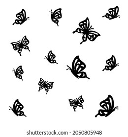 Silueta de fondo vectorial de mariposas
