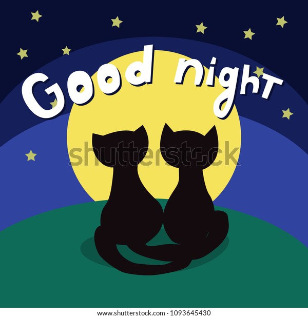 Vector Background Silhouette Cats Good Nighteps10 Backgrounds