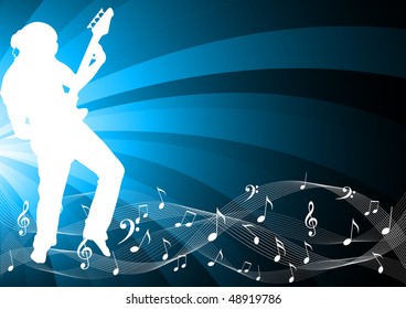 Vector background with silhouette; clip-art