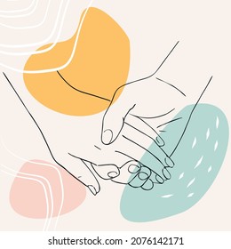 vector background with a silhouette of lovers holding hands. Vector illustration