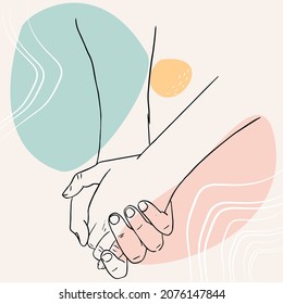 Fondo vectorial con una silueta de amantes tomados de la mano