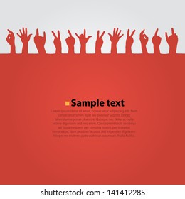 Vector background with silhouettes of hands